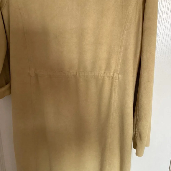 Meg & Margot Women's Faux Suede Yellow Open Coat Long Duster Size M Office - Picture 7 of 9